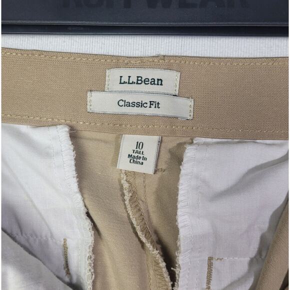 LL Bean Pants Womens Size 10 Tall Pull on Beige Classic Fit Khaki Chino Stretch - Picture 7 of 12